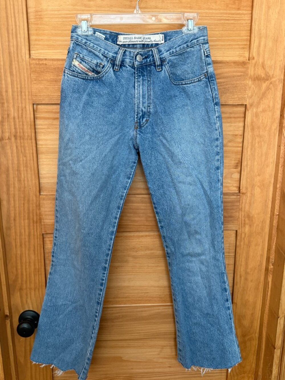 VTG 90s Diesel Archival Made in Italy Raw Hem Medium Wash Bootcut Jeans size 29